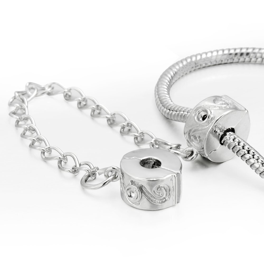 8207 20pcs Silver Color Clip Lock Double Stopper Chain Clasp Beads fit